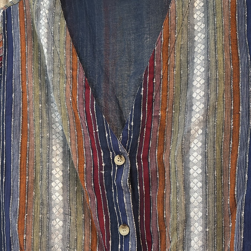 Striped Multicolor Button-Up Romper M - Picture 9 of 12